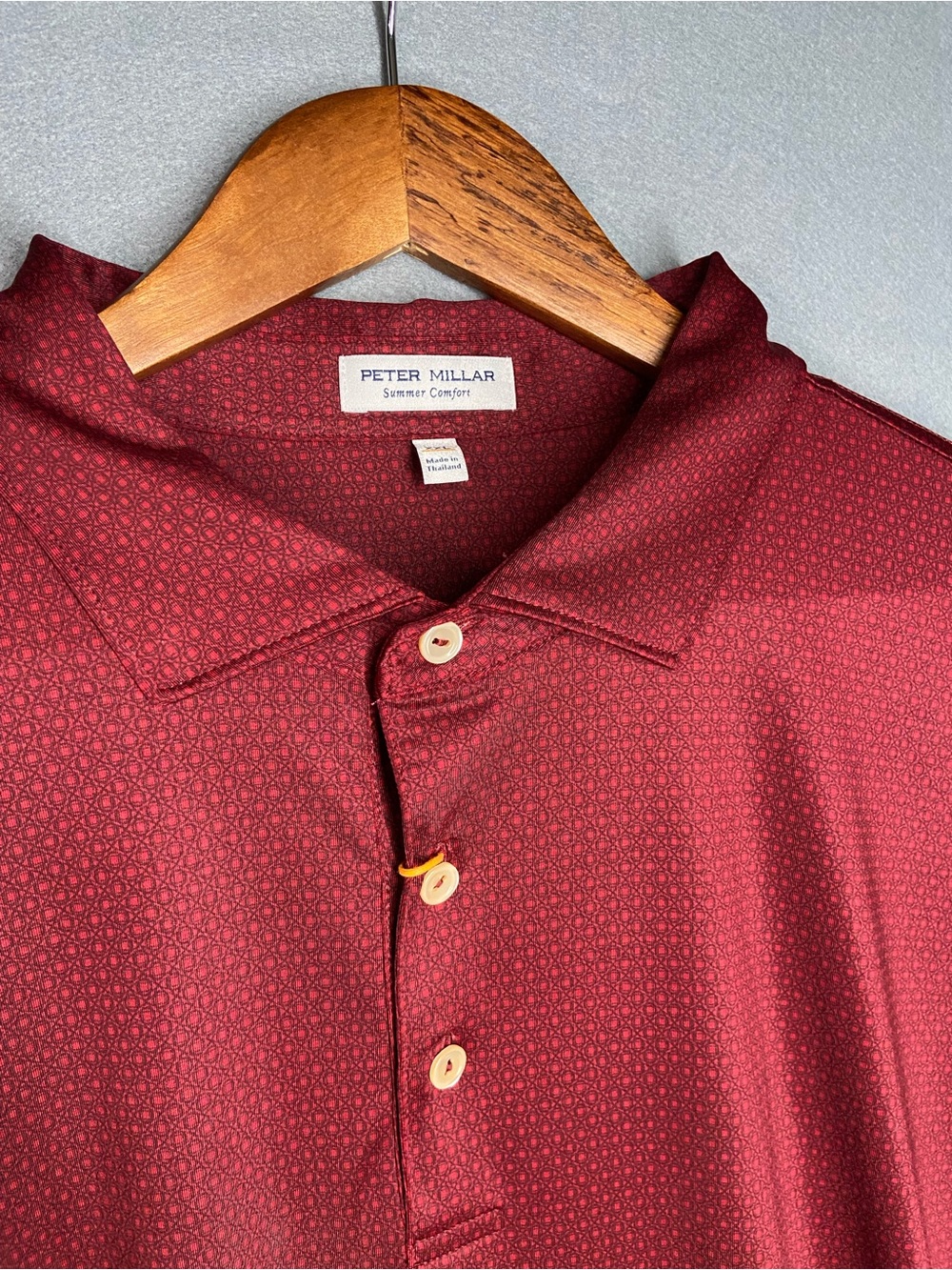 Peter Millar Men's Maroon Micro-Pattern Polo